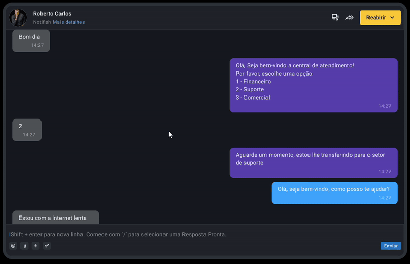 Imagem mostrando a integração entre Notifish e WhatsApp
